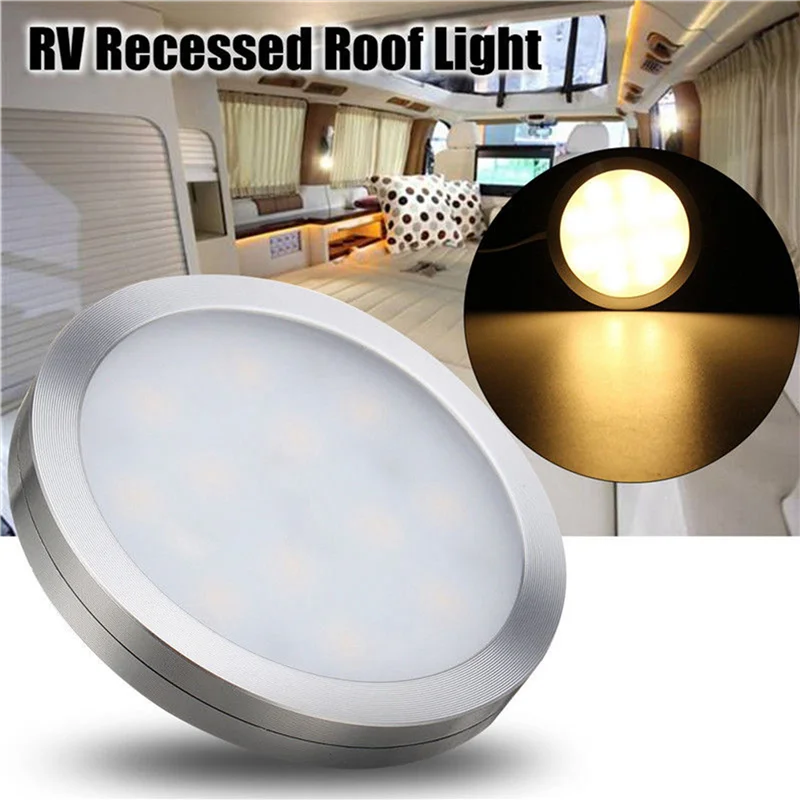 

A64K 4X 12V LED Light Rv Camper Trailer Boat Interior Ceiling Down Roof Lamp Warm White