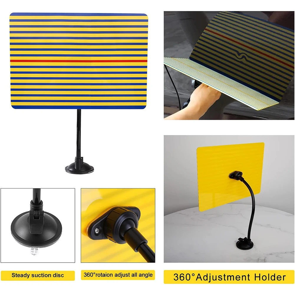 Zestaw do bezlakierowego usuwania wgnieceń karoserii samochodowej z mostkiem do podnoszenia wgnieceń, gumowym młotkiem i T-barą do naprawy wgnieceń.