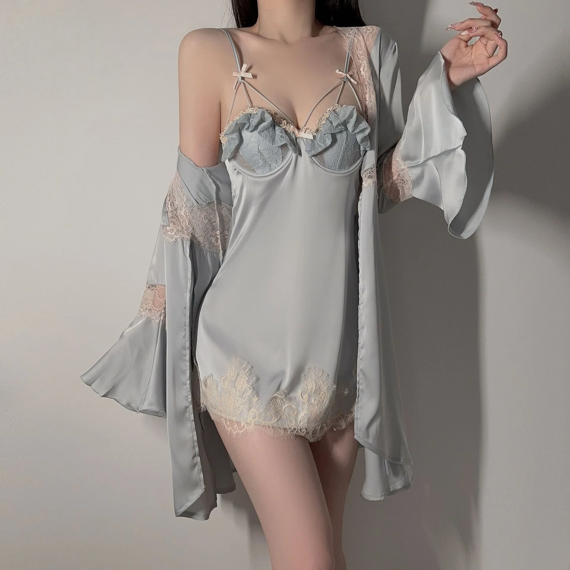 Noptieră Sexy Dantelă Plus Cupă Suspensă - alternate angle