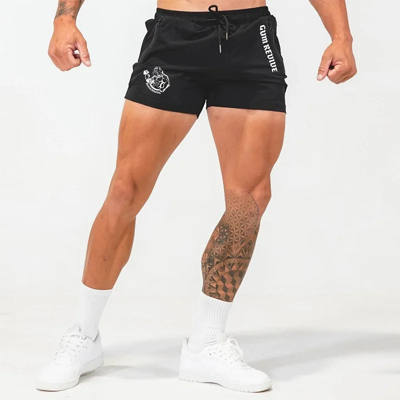 Pantaloncini stampati da uomo estate Quick Dry Side tasche con doppia cerniera Design Running basket Training Gym Shorts