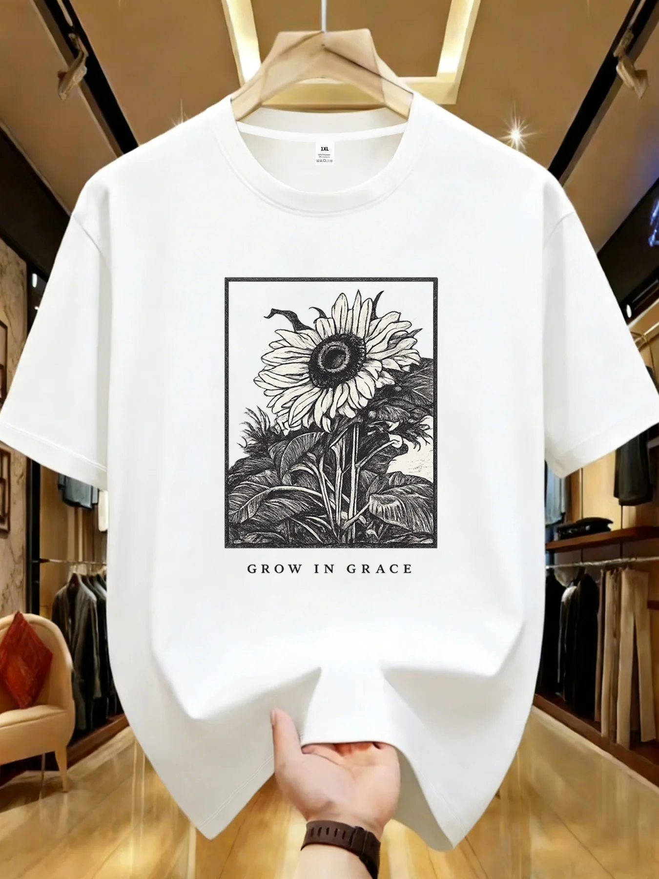 

【YJ00038】Женская футболка Sunflower больших размеров с круглым вырезом, короткими рукавами, эластичными рукавами-полурукавами и модными принтами