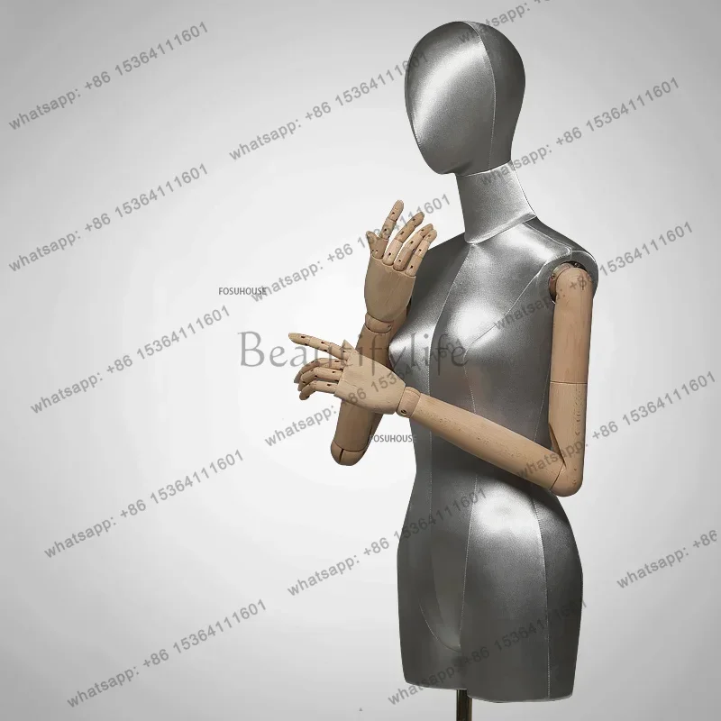 Design Silk Satin Sewing Mannequin Female with Head Wedding Dress Display Rack Women's Clothing Window Dummy Clothes Model Rack
