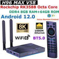 H96 MAX V58 Rockchip RK3588 Octa Core TV Box Android 12 DDR4 8GB RAM 64GB ROM 8K Set Top Box 1000M Ethernet WIFI6 5G Dual WIFI