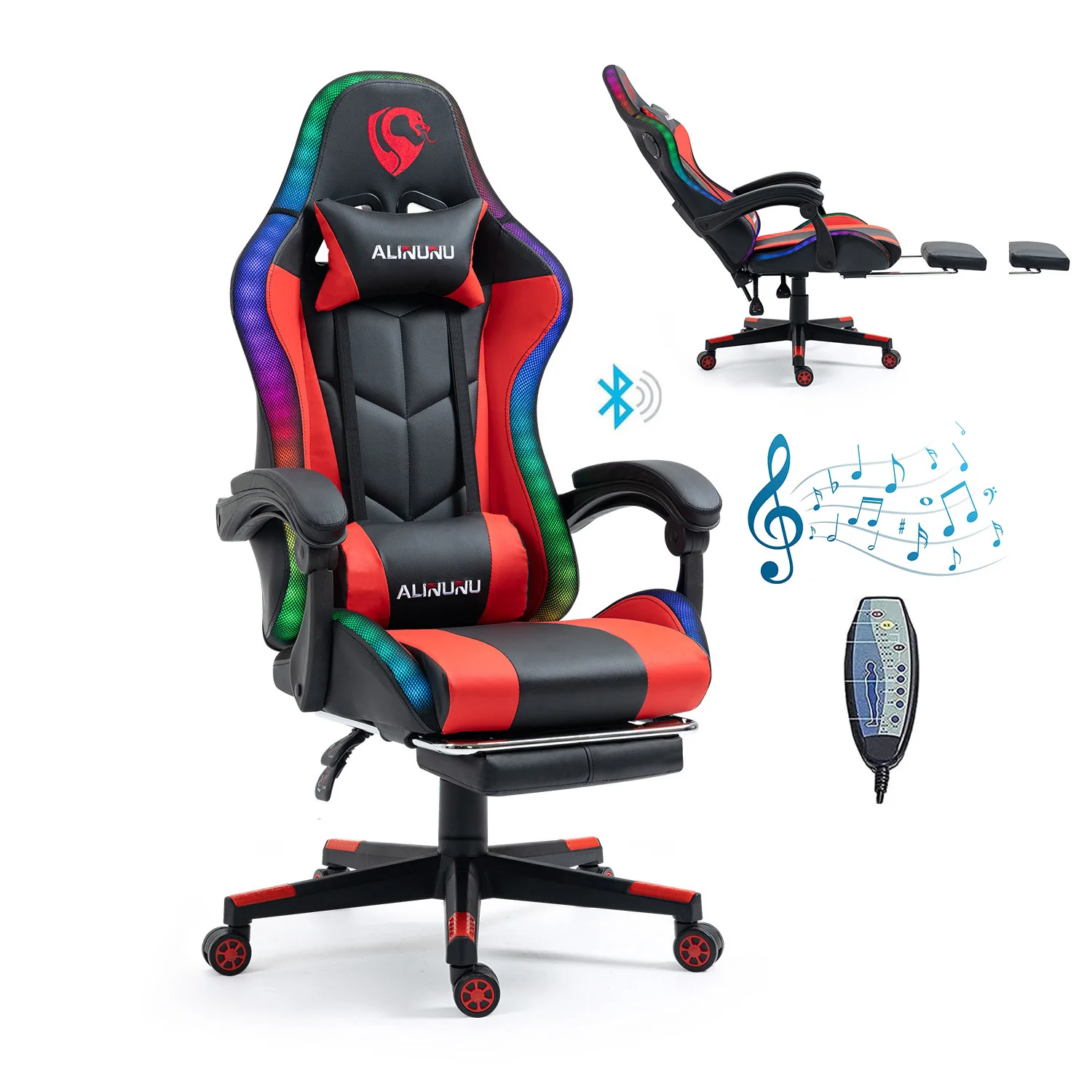 YYHCHigh Quality RGB Racing Computer Gaming Chair LED Game Chair with Speakers and Massage