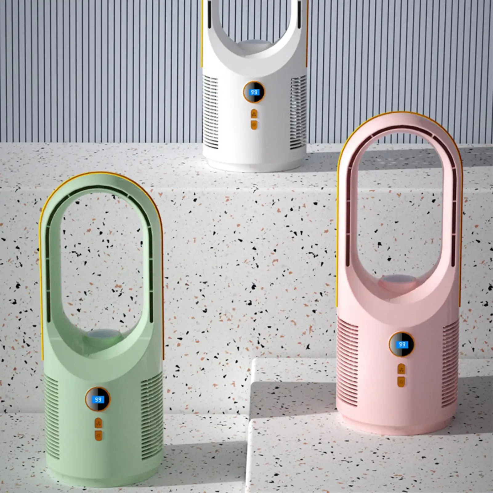 

Маленький безлопастной вентилятор, 5-скоростная регулировка, тихий безлопастной вентилятор, ночник, 1800 мАч, циркуляционный вентилятор для кемпинга, гостиной, автофургона