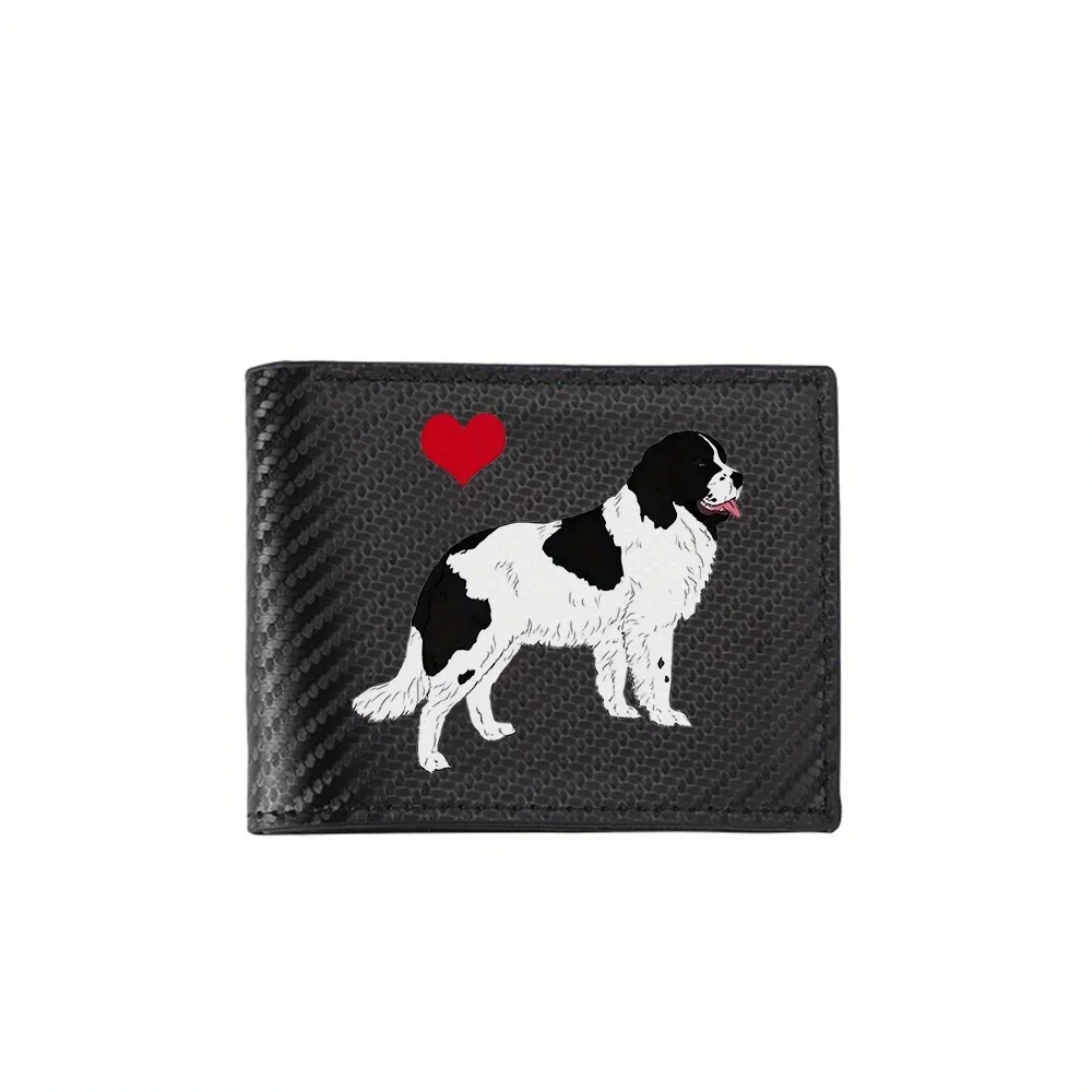 Dog with red heart love Men's Wallets Simple Business Modern Stylish Printing Design Gifts For Father Boyfriend Christmas Lover
