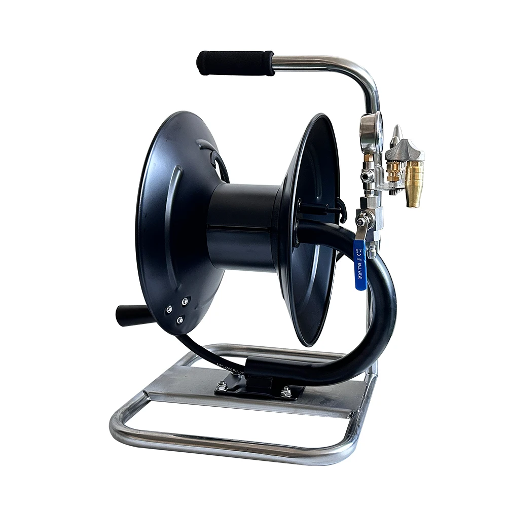 

100FT Heavy Duty Industrial Pressure Washer Hose Reel 30m Car Wash Manual Pivoting Hose Reel With Sewer Nozzle
