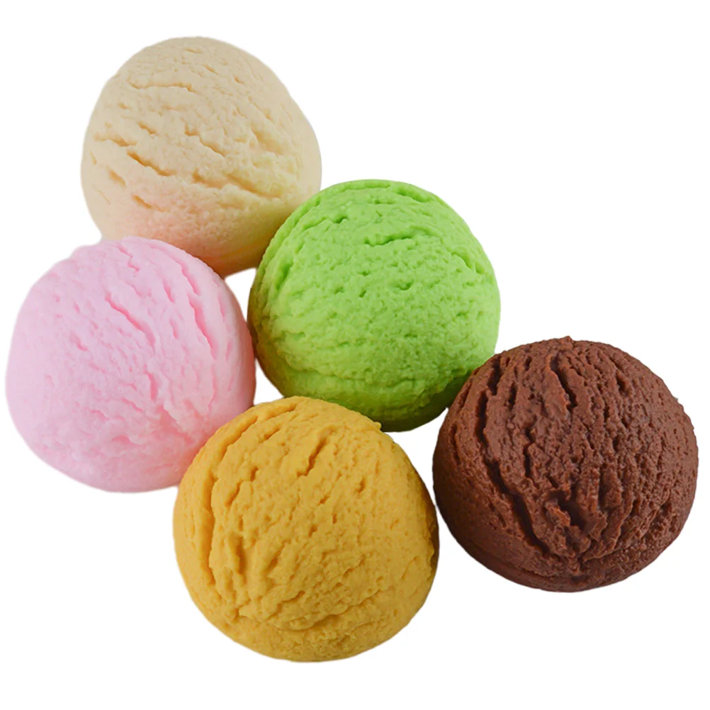 5 Pcs Fake Dessert Models Simulation Ice Cream Toy Simulated Balls Artificial Scoops Pvc