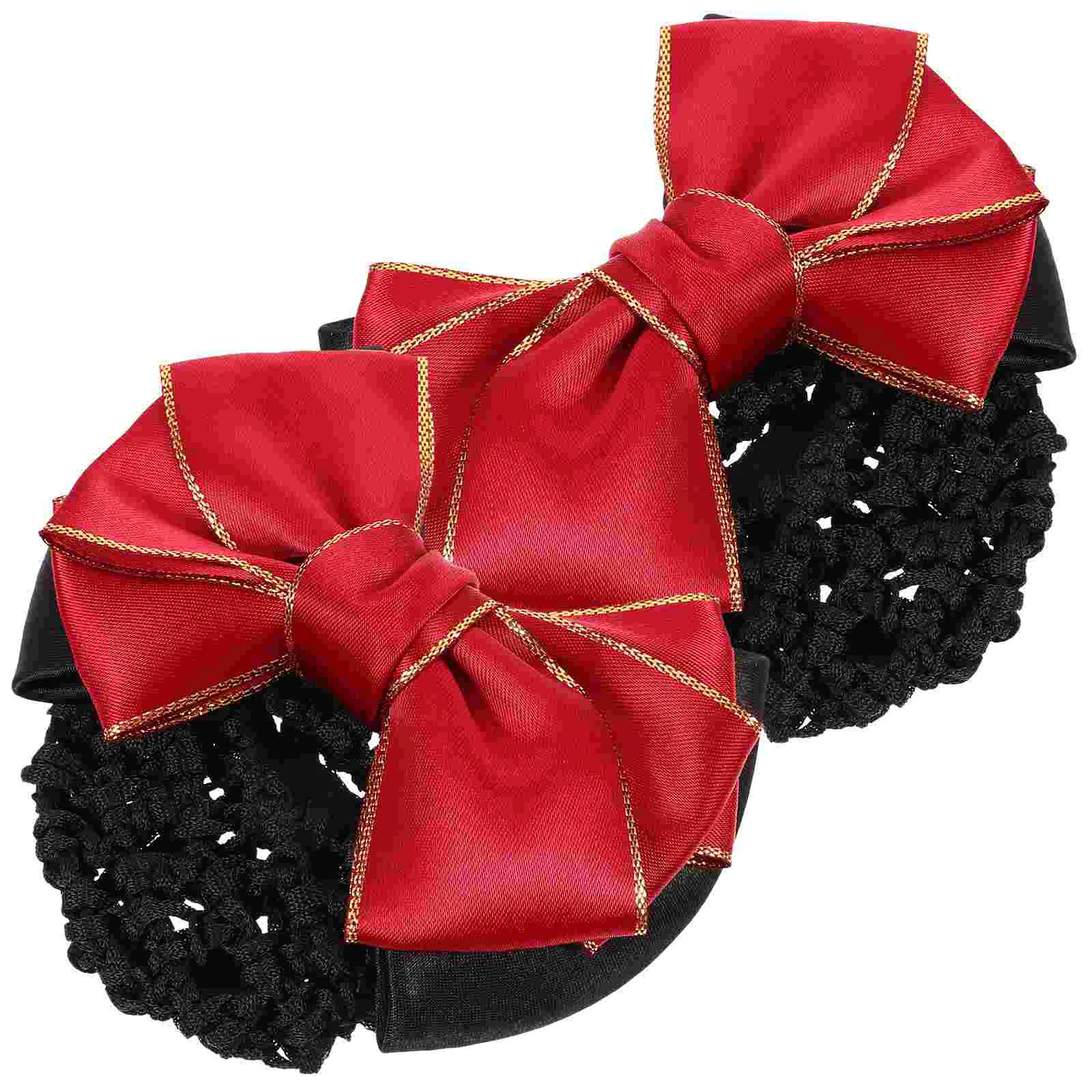 2 Pcs Bowknot Hair Net Snood for Work Accessories Girls Large Bun Nets Bride Headband