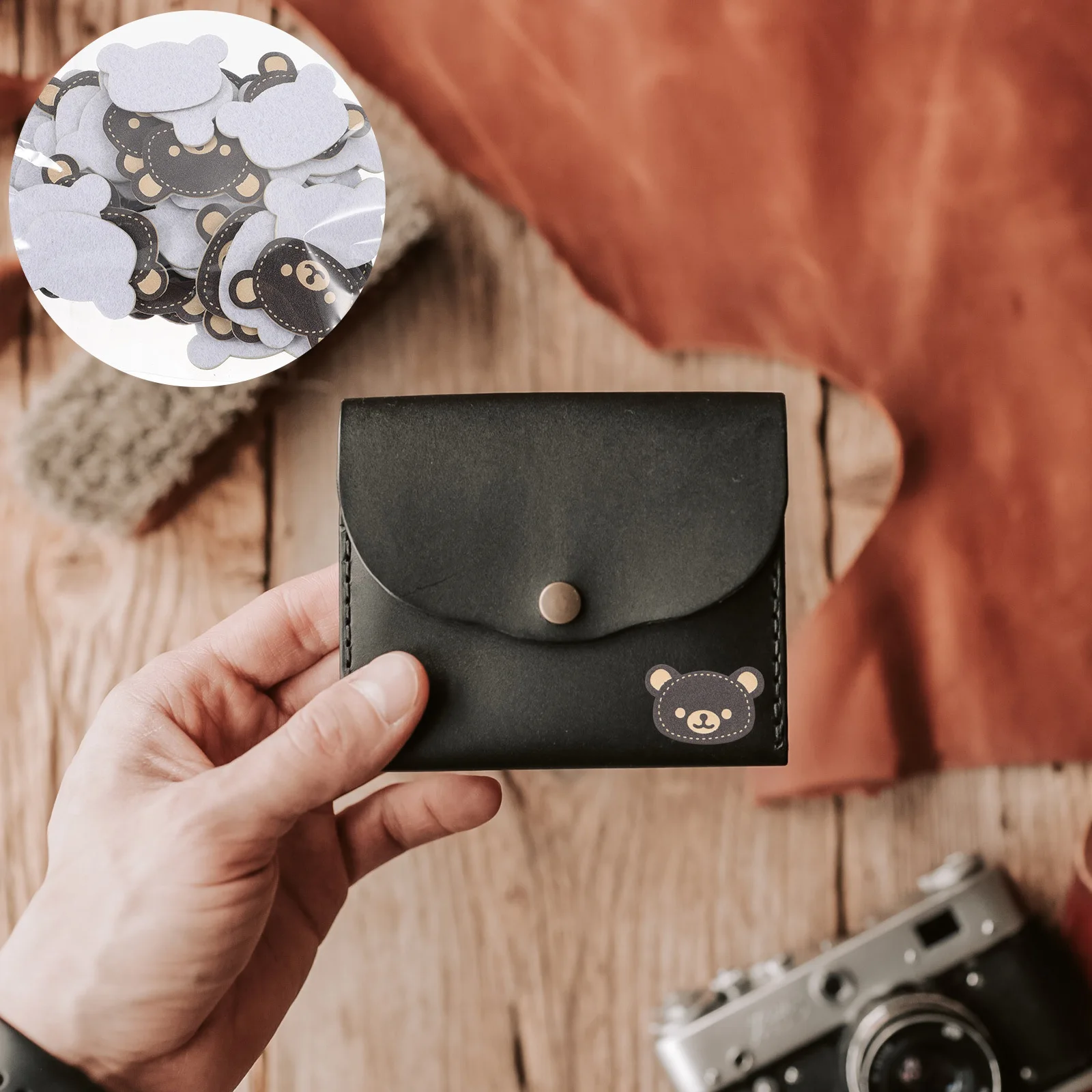 

100Pcs Bear Head PU Clothing Label Tags Embossed DIY Sewing Apparel Accessories Handmade Bags Patchwork Hat Tags