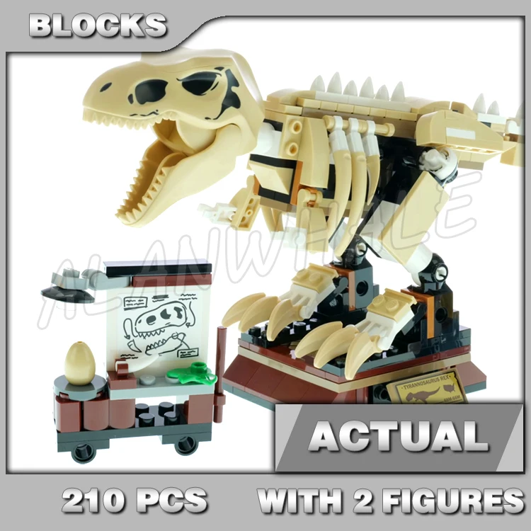210 peças Jurassic World Exposição de Fósseis de Dinossauros Esqueleto de Dinossauro 60132 Blocos de Montar Brinquedos Compatíveis com Modelos