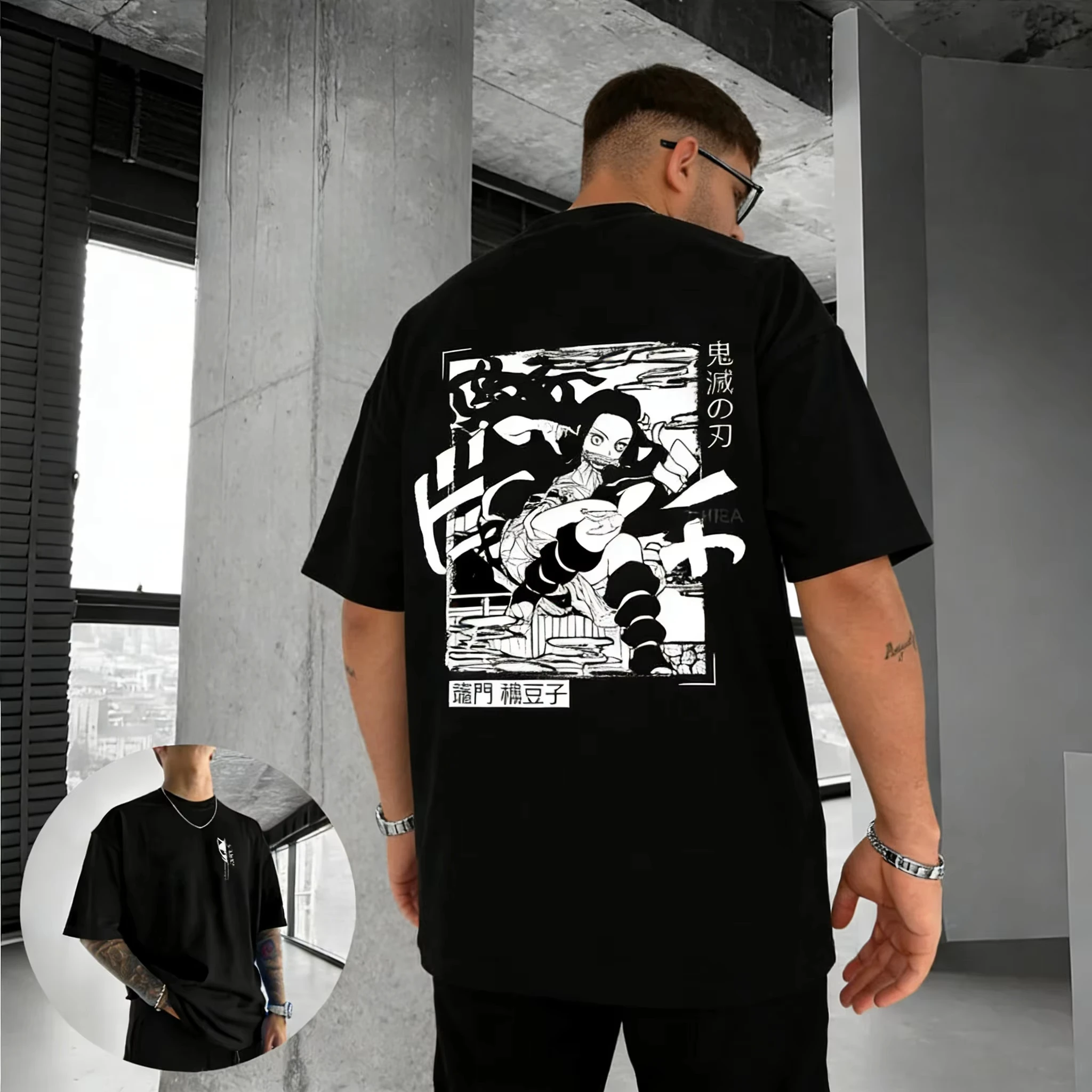 

Demon Slayer Anime Nezuko Printed T-shirt 2026 Men and Women Summer New Street Hip Hop Loose Casual Y2K Parent Child Cotton Top
