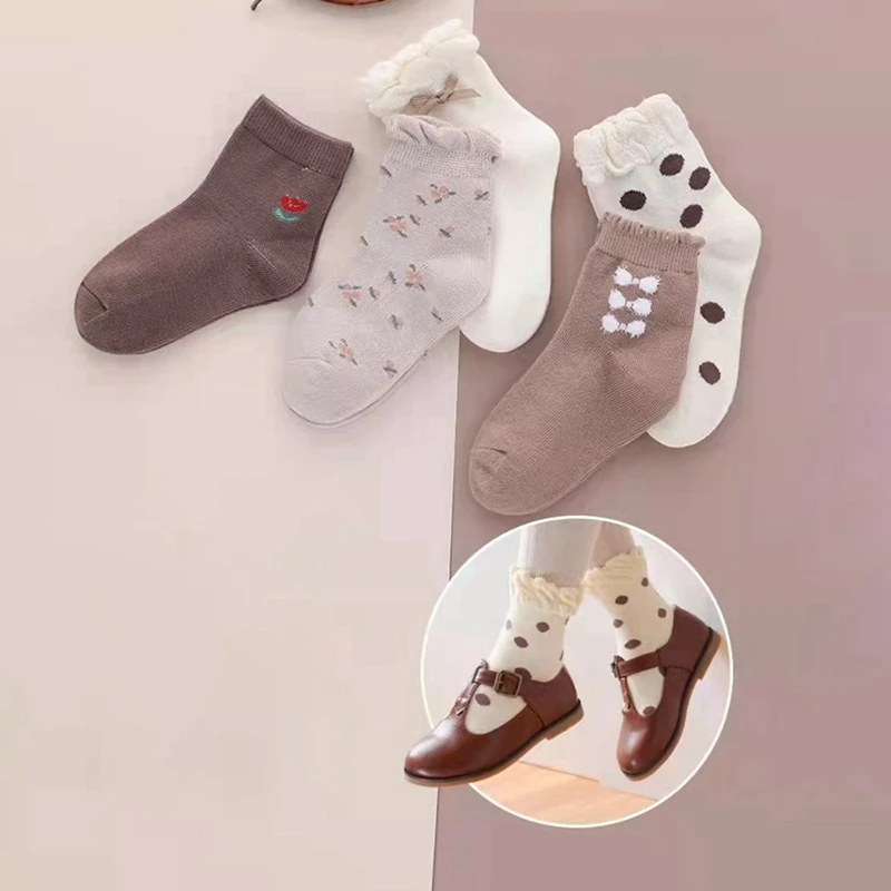 

Kids Socks 5 Pairs/Lot Spring Summer Cotton Girls Socks Cute Flowers Pattern Cotton Socks Casual Cozy Style Short Socks 1-12T