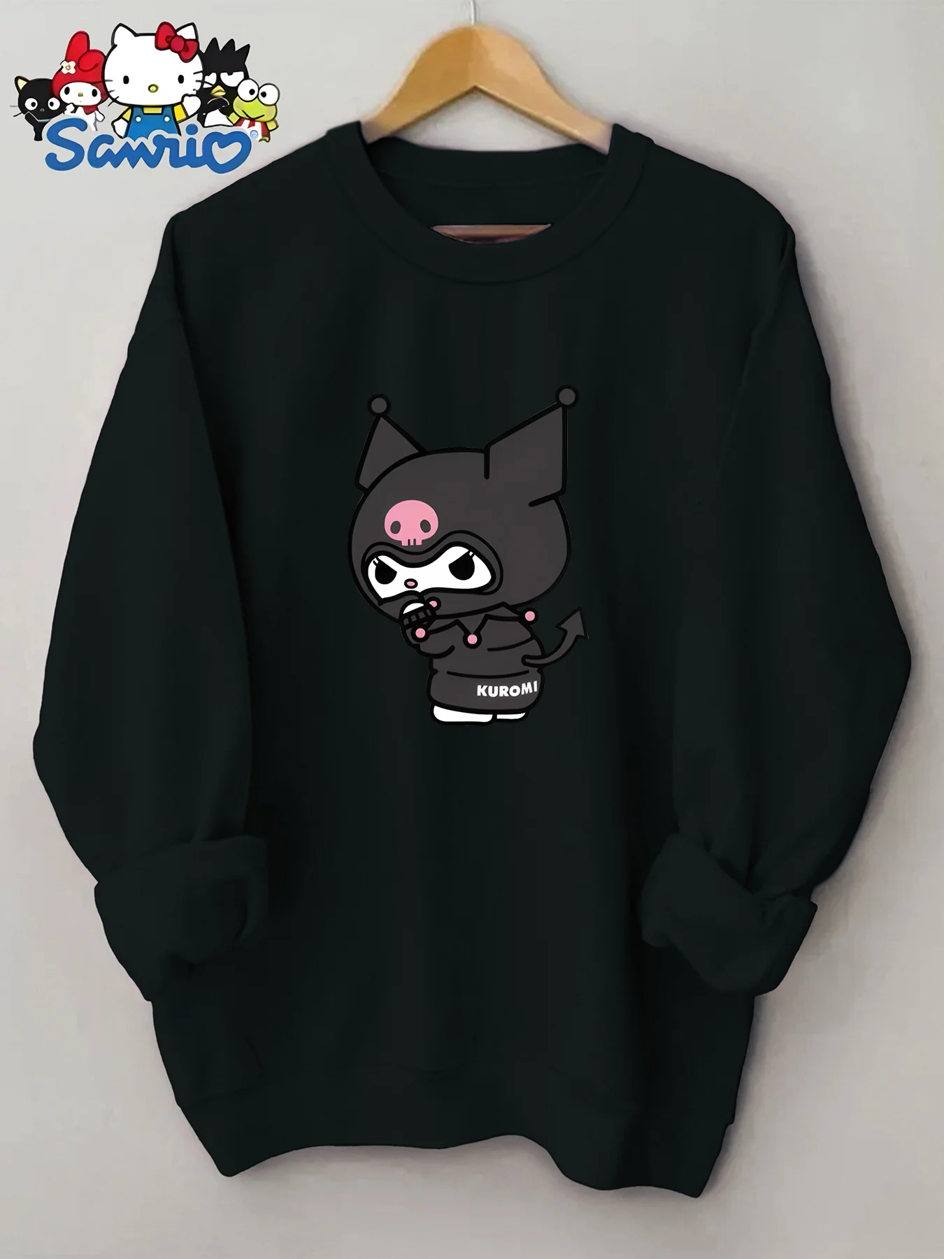 

Толстовка с принтом Sanrio, повседневная толстовка с круглым вырезом для зимы и осени, женская одежда