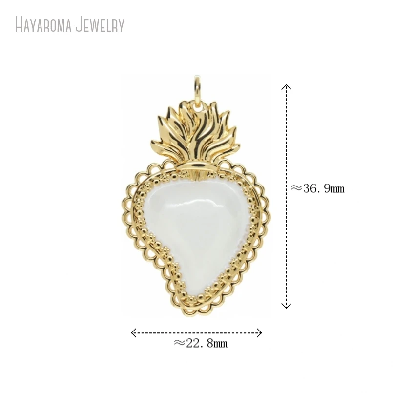 

5Pcs Gold Color White Enamel Wholesale Metal Gift For Her Jewelry Hearts Heart Shape Point Copper Pendant