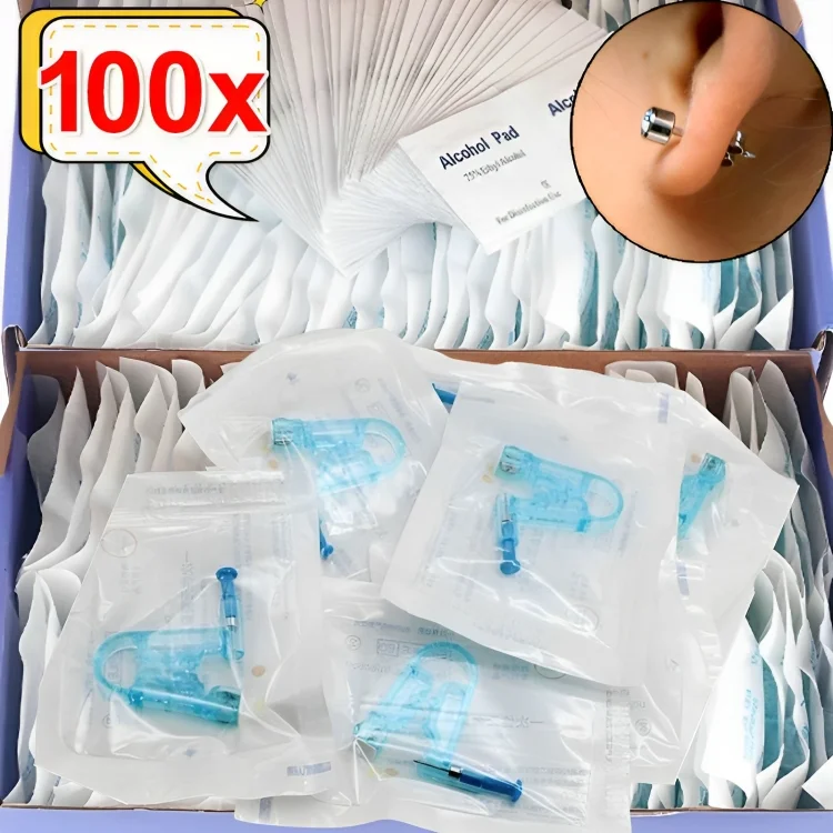 使い捨ての青いイヤーピアスガンキット,鼻と耳のピアスツールセット,健康的な安全のためのジュエリー,卸売