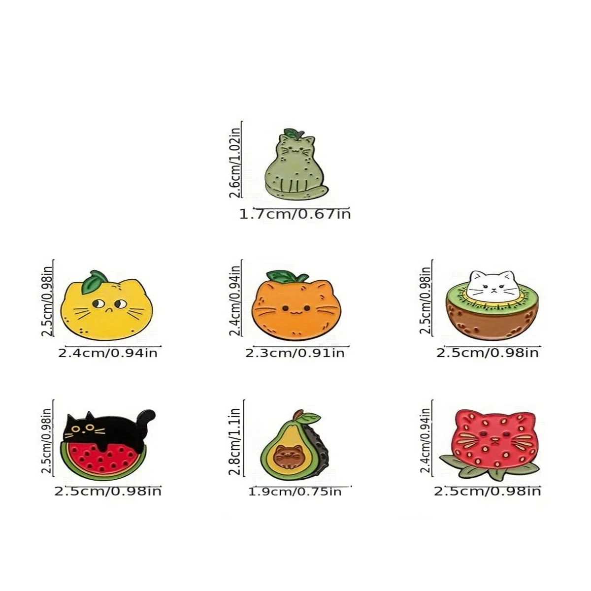 Fruit Cat Enamel Pins Custom Brooches Lapel Badges Strawberry Watermelon Pear Cat Funny Jewelry Gift for Kids Friends