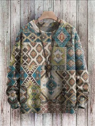 Unisex Vintage Hedging Knit Casual Print Sweatshirt Women For Men Sweater