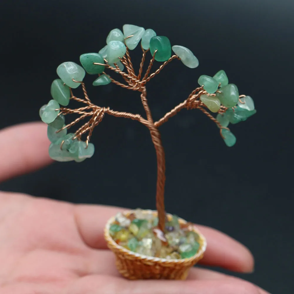 

Irregular Natural Amethyst Rose Quartz Black Agate Beads with Copper Wire Twisted Into Tree Ornaments 1 Pc For ​home Decorative