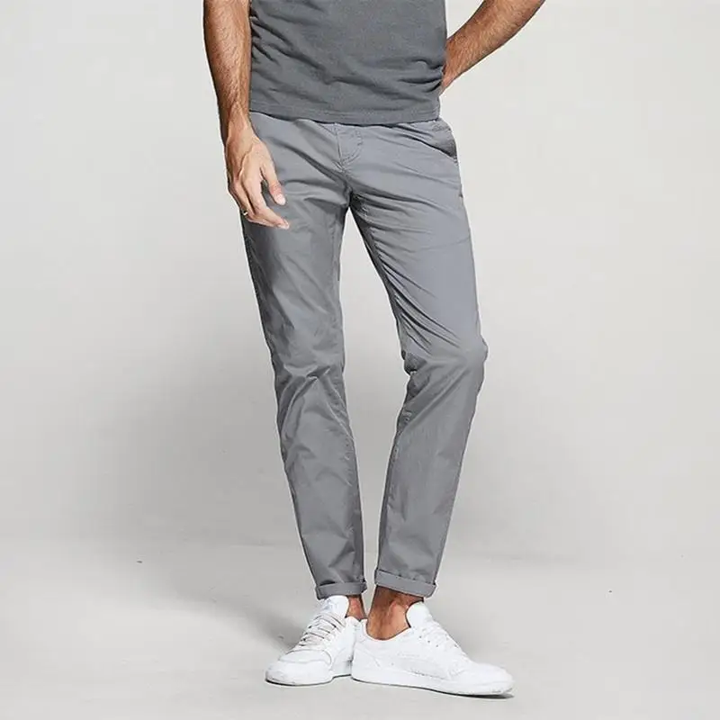 Size 28-38 Men Pants Spring Summer Autumn  Casual Cotton Slim  Straight  Long Business Chinos Slacks Suit  Pants Black