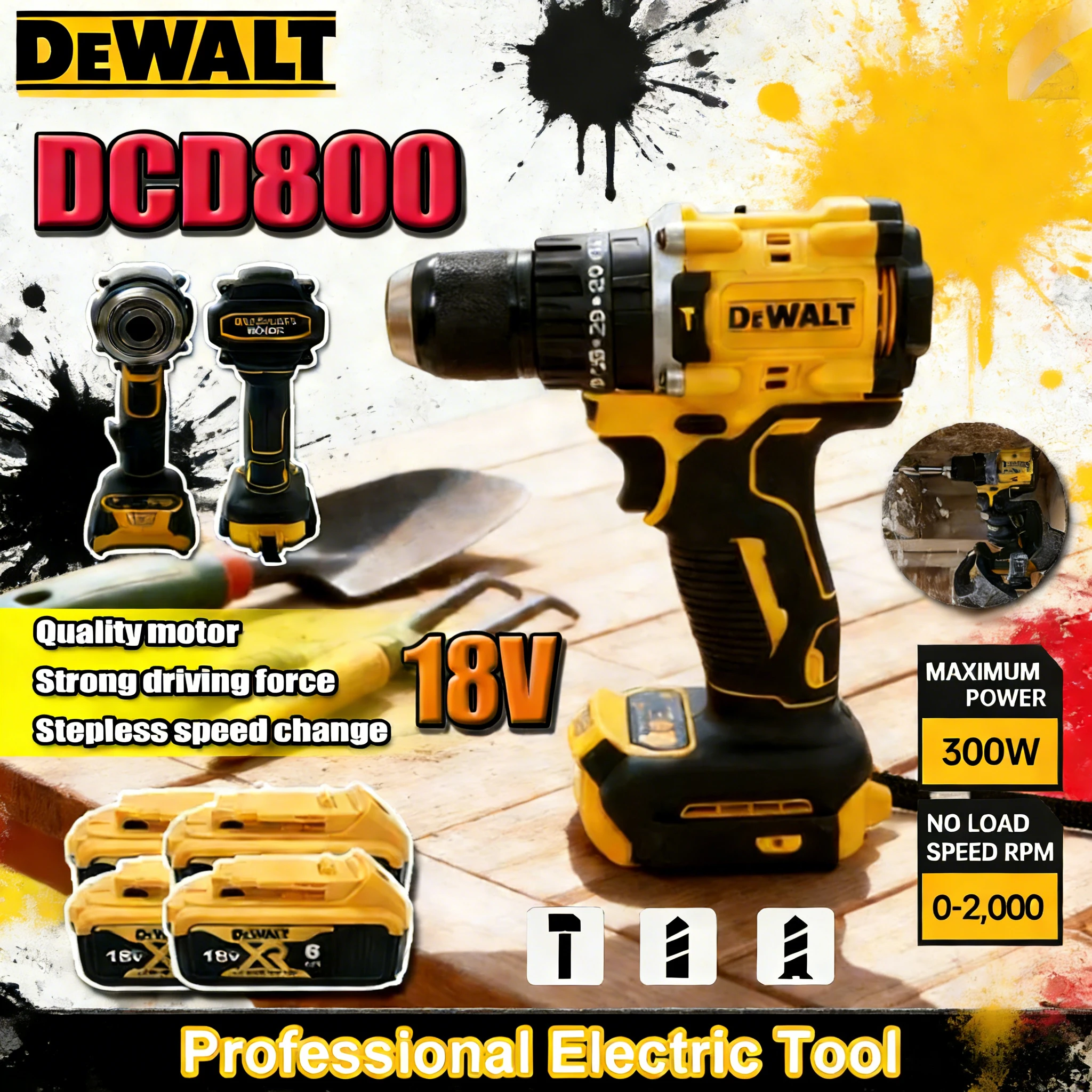 

Dewalt DCD800 2000RPM Cordless Impact Drill 1/2 Inch Brushless Electric Screwdriver Lithium Electric Tool For 18V Battery