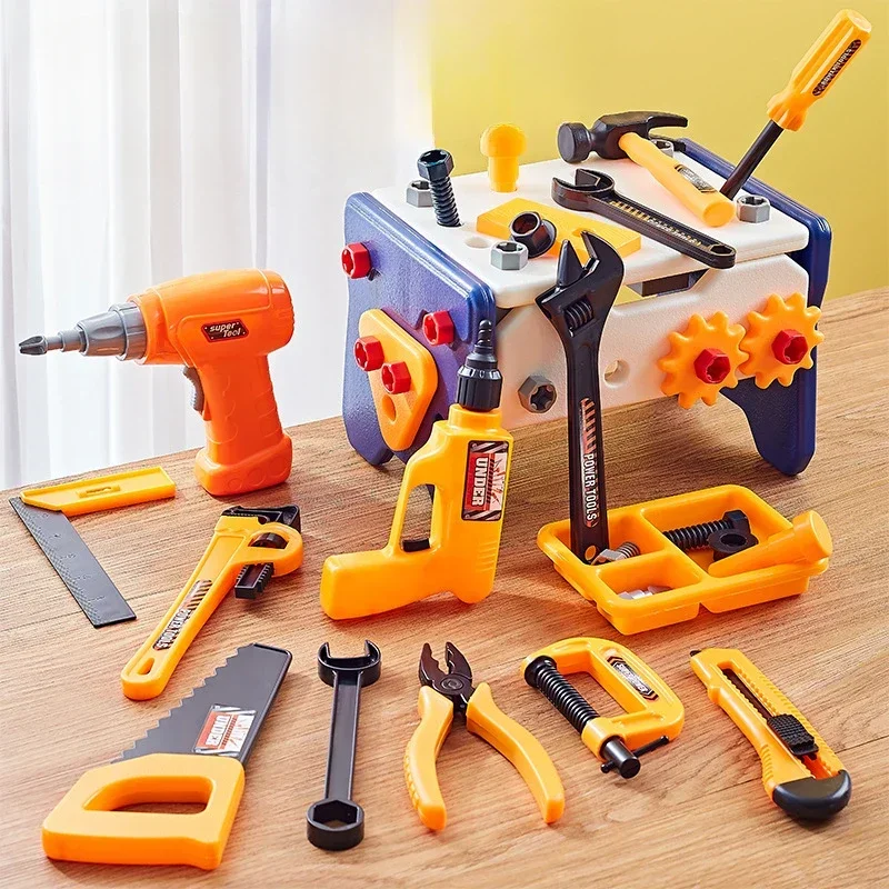 Boy Puzzle Screw Toy Simulated Electric Drill Screw Assembly Disassembly Children's Repair Tool  Box Combination building blocks