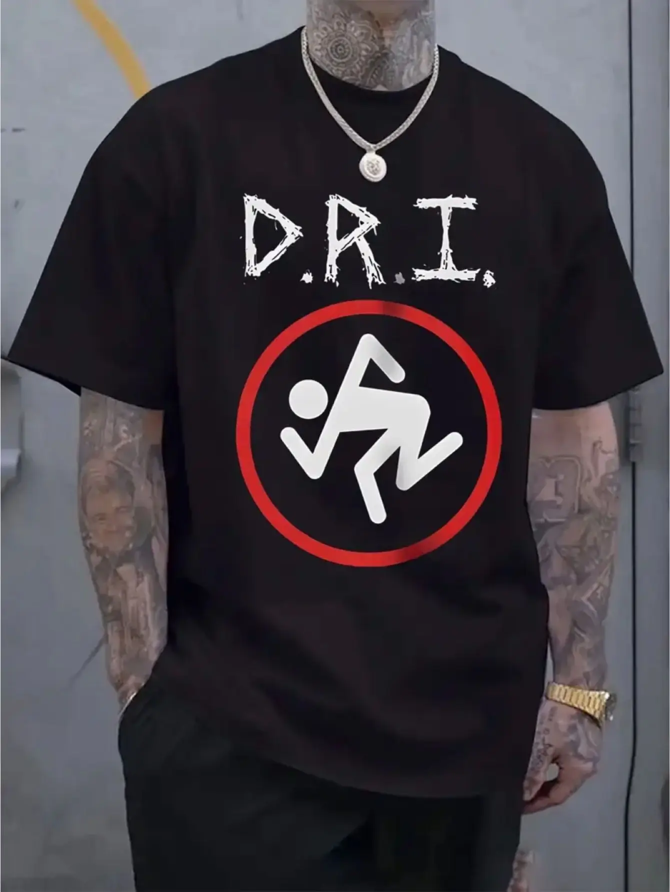 

Мужская черная повседневная футболка с короткими рукавами с принтом «DRI» и рисунком для бега — дышащая летняя футболка, круглый вырез, стандартный крой, Lig