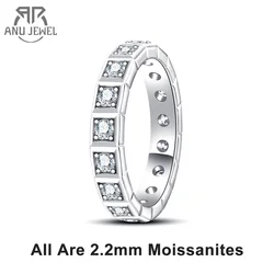 AnuJewel 2.2mm D Color Moissanite Princess Eternity Band Ring 925 Sterling Silver Wedding Band For Women Jewelry Wholesale