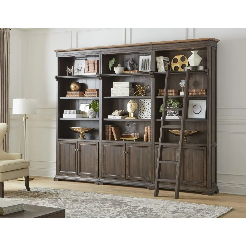 Bookcase Wall with Wood Ladder, Brown, IMSA4094-KIT 14