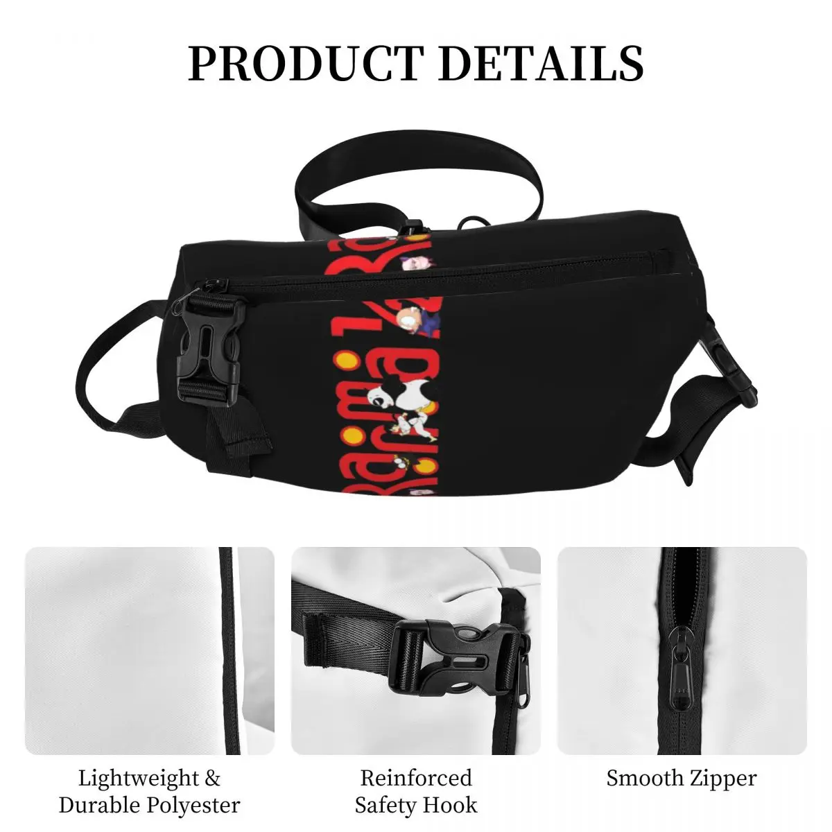 Ranma 12 Funny Logo Shoulder Bags Japanese classic cute anime Novelty Chest Bag Cycling Sling Bag School Designer Crossbody Bags