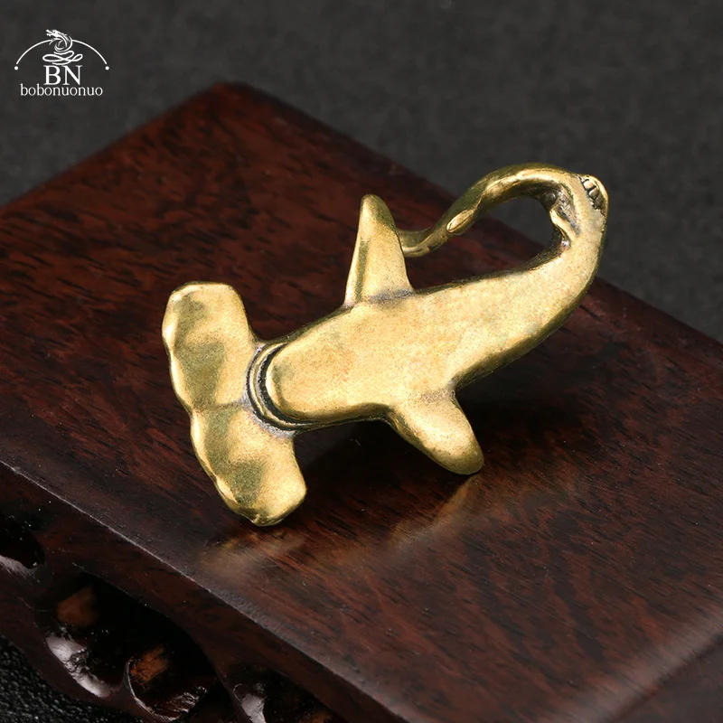 Brass Sphyrna zygaena Figurines Vintage Sea Animal Small Statue Desktop Ornaments Office Decorations Crafts Accessories Gifts
