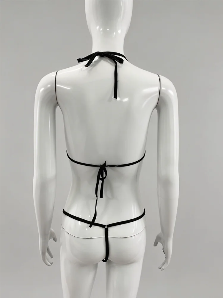 Summer light green bikini set women's suspender triangle top adjustable lace up side sexy two-piece beachwear swimsuit