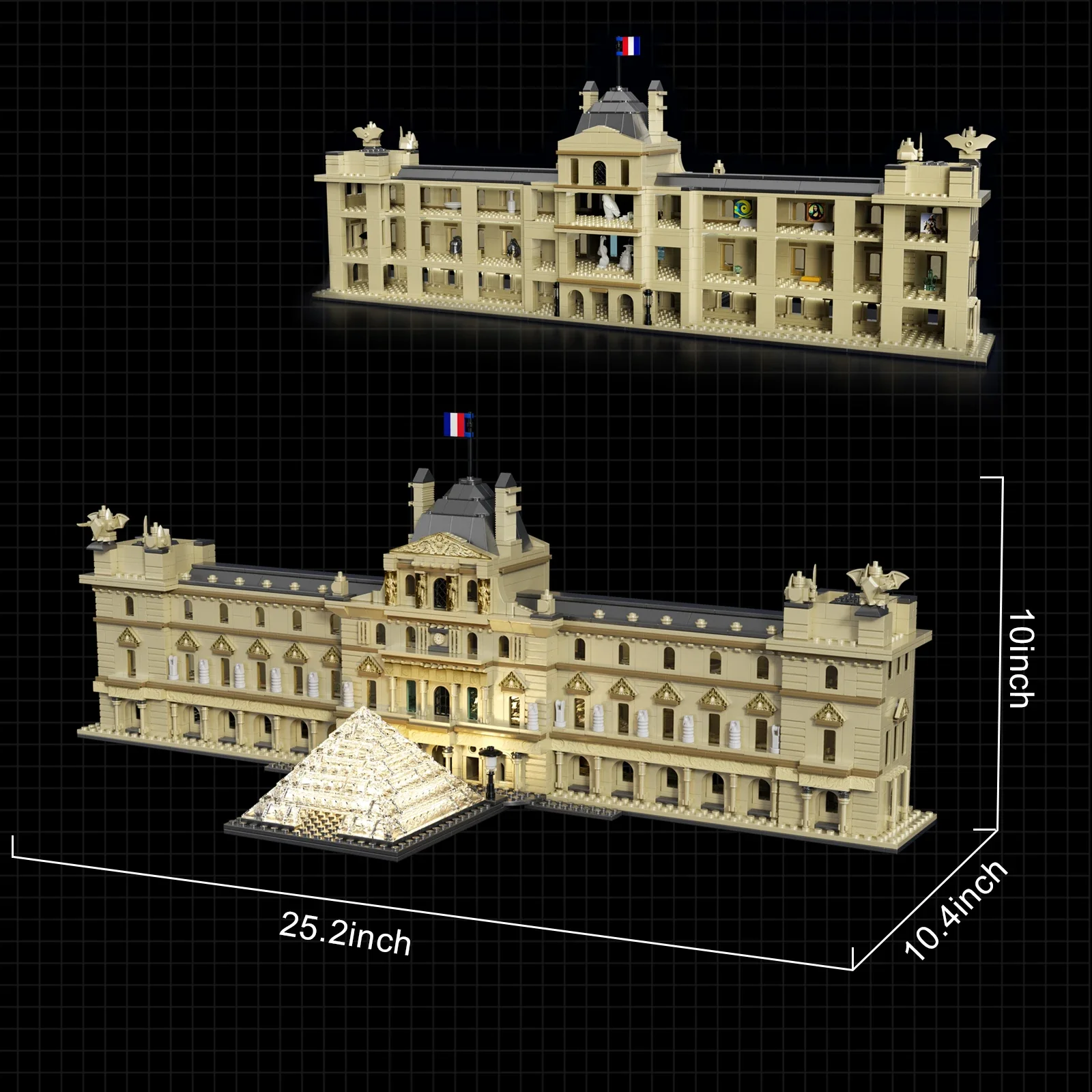 Buildmoc Nieuw Frankrijk Louvre Museum Model Gebouw Bakstenen Kit Beroemde Oriëntatiepunten Architectuur Speelgoed Voor Volwassenen Geschenken, 1353 Stuks