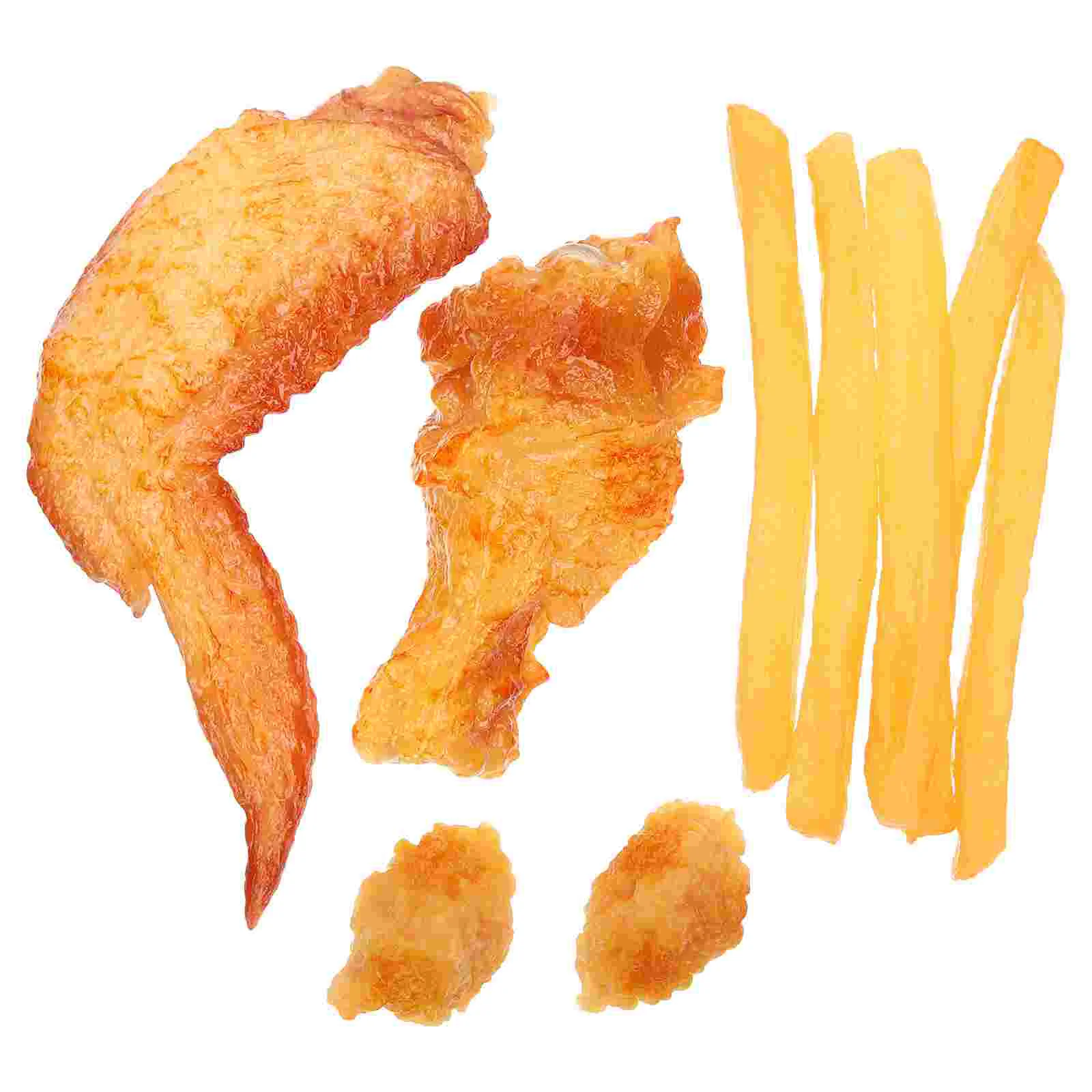 9 Pcs Food Model Chicken French Fries Toy Fry Artificial Fake Thighs Simulation Cooked Props