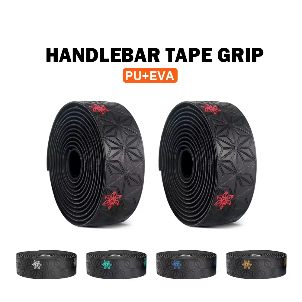 1 par de cinta suave para manillar de bicicleta de carretera, corcho EVA PU, envoltura antivibración de amortiguación profesional para ciclismo con enchufe de 2 barras