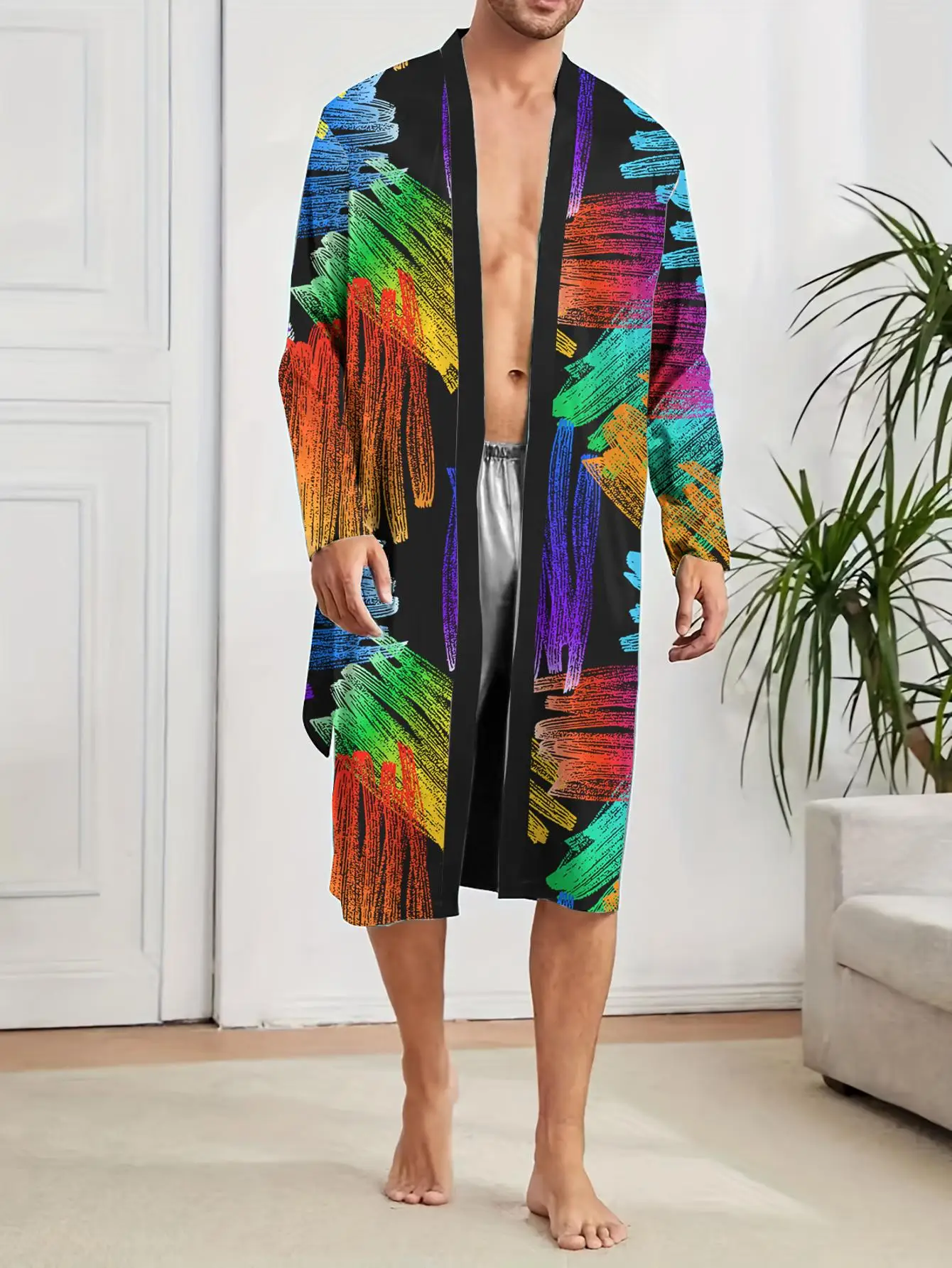 1pcs Men's Robes 2026 Spring/Summer Sleepwear Men's bathrobe Bathrobe 3D Printed Graphic Robe man Bathrobe man Breathable