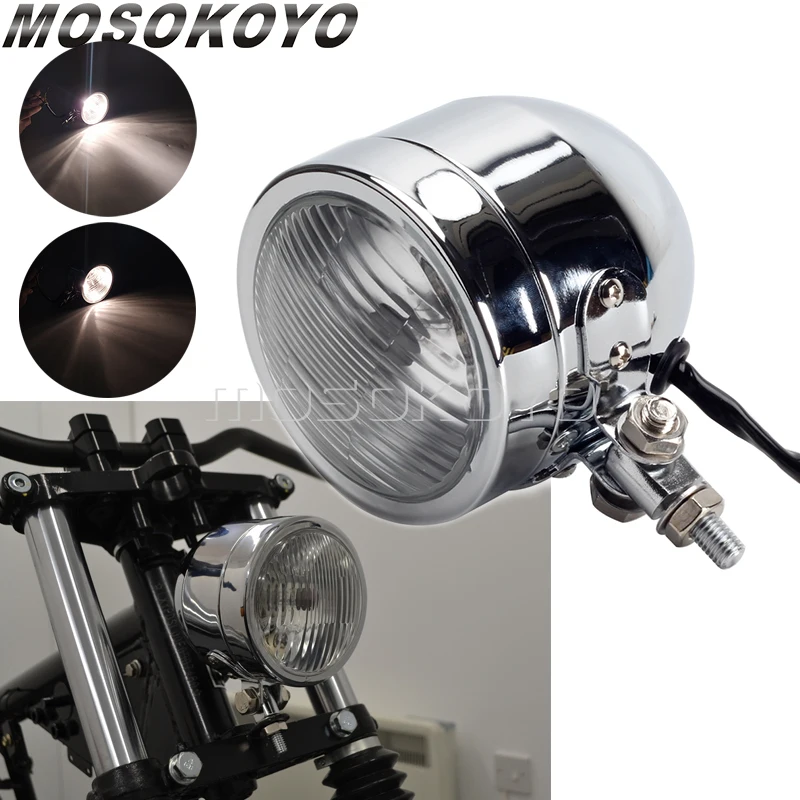 Хромированная фара 3,5 дюйма, двойной спортивный головной фонарь для Harley Chopper Cafe Racer Dyna Sportster Yamaha WR450F YZ250F TTR XJR 400 1300 Хромированная фара 3,5 дюйма, двойной спортивный головной фонарь для Harley Chopper Cafe Racer Dyna Sportster Yamaha WR450F YZ250F TTR XJR 400 1300