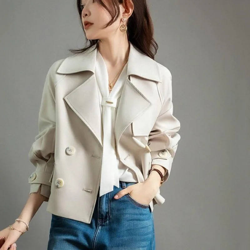 2023 New Spring Autumn Trench Coat Women's Korean Double Breasted Short Trench Female Overcoat Windbreaker Ladies Outerwear Tops