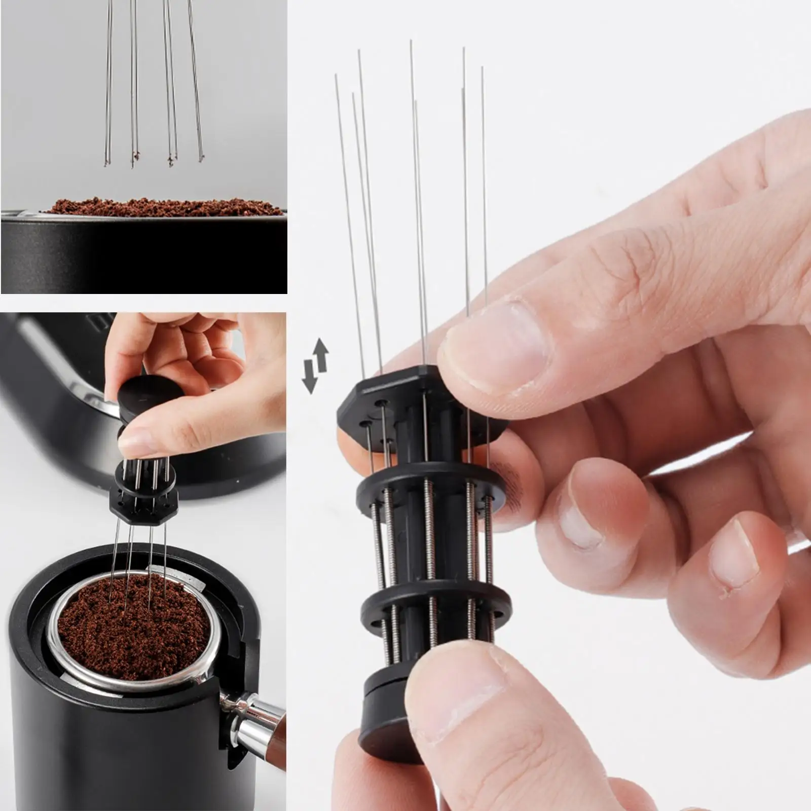 Tamper per mescolare il caffè ABS professionale regolabile smerigliato in acciaio inossidabile 304 Cafe distribuzione fai da te spaziatura uniforme