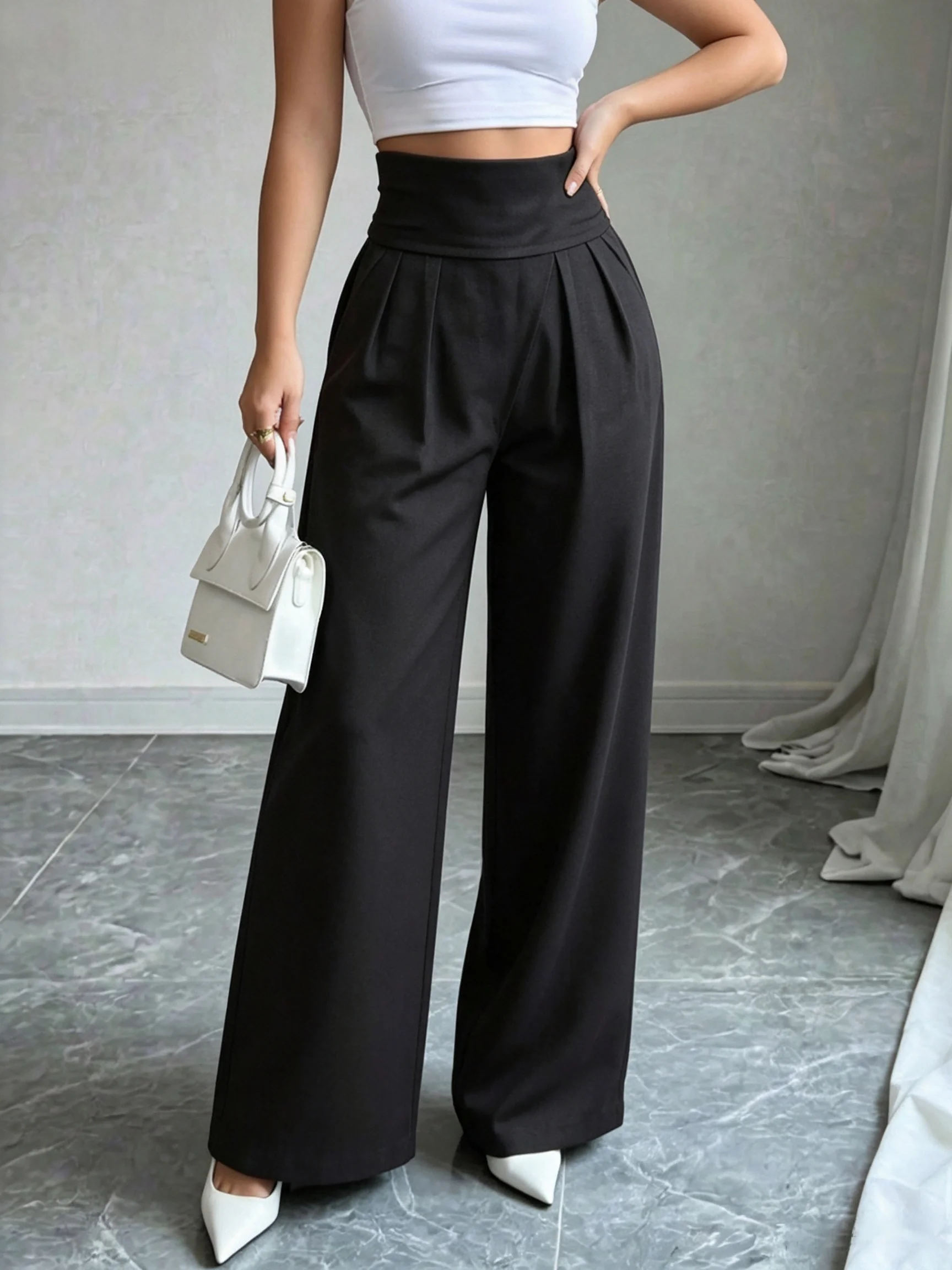 Women Formal Wear Xxl - Women`s High Waist Wide Leg Pants