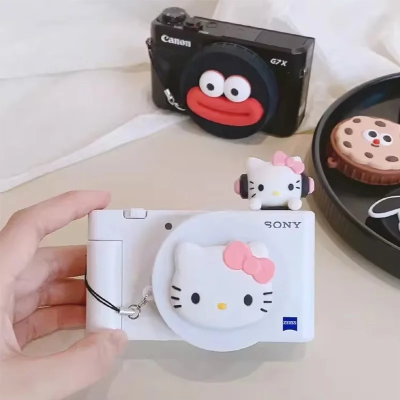 ซิลิโคนสำหรับกล้องเคสสำหรับ Sony ZV1 ZV1F แคนนอน G7X G7X2 G7XIII G7X3 Mark II เลนส์ป้องกันฝาปิดด้านหน้าลายการ์ตูน