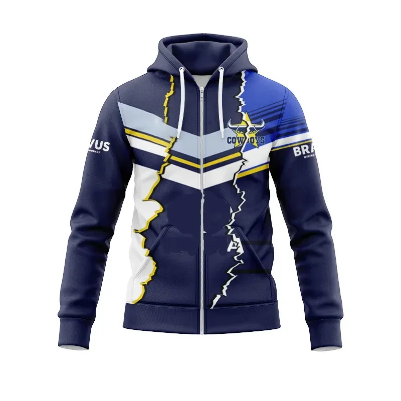 

Customization 2024 North Queensland Cowboys Combine Hoodie with Zipper Shirt - Mens Size: S-5XL （Print Custom Name Number）