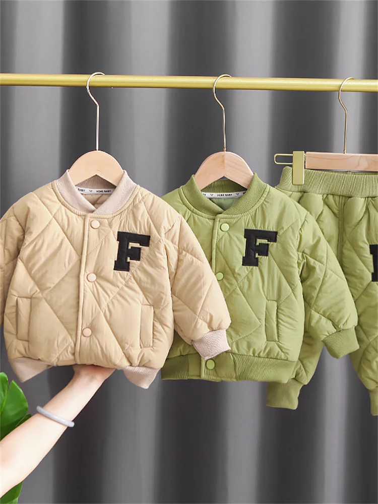 

Thiened Cotton Baby Girl Outfit Winter Casual Sports Sle Set New Fce Warm Two-Piece Set for Infants And Toddlers