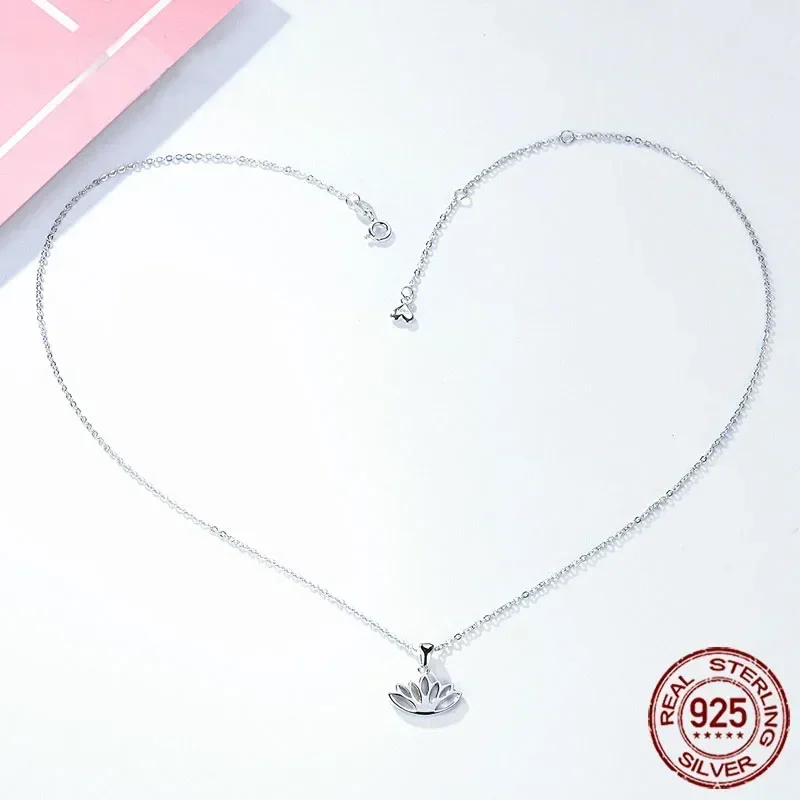 TONGZHE Charm Good Karma Lotus Flower Silver 925 Pendant Necklaces Flower Necklace Summer Gift for Women Fine Jewelry KLTN080-1