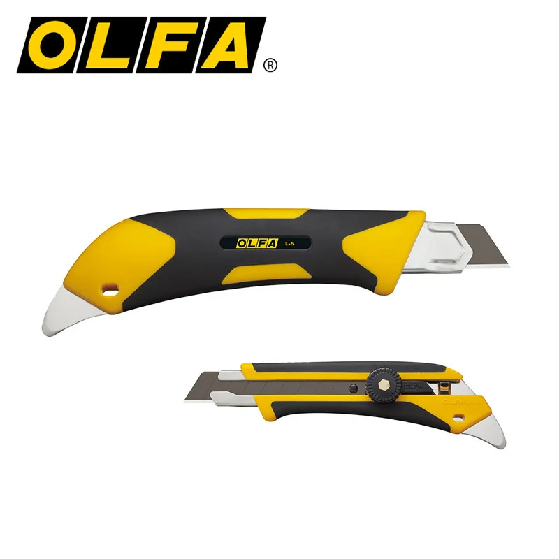 Japanese original OLFA L-5 18mm large utility knife, spiral lock, sharp and durable black blade, used for: wall covering, paper cutting, carpet