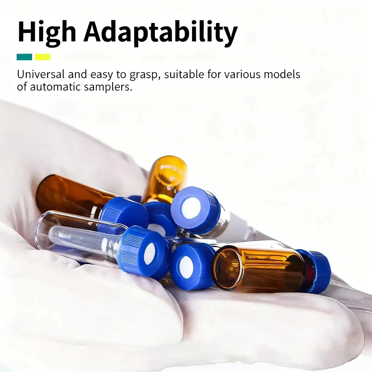 مجموعة قارورة INTLLAB 2 مل - قوارير متوافقة مع HPLC مع غطاء لولبي أزرق (تصميم الفتحة) 100 قطعة/الحزمة لتحليل المختبر