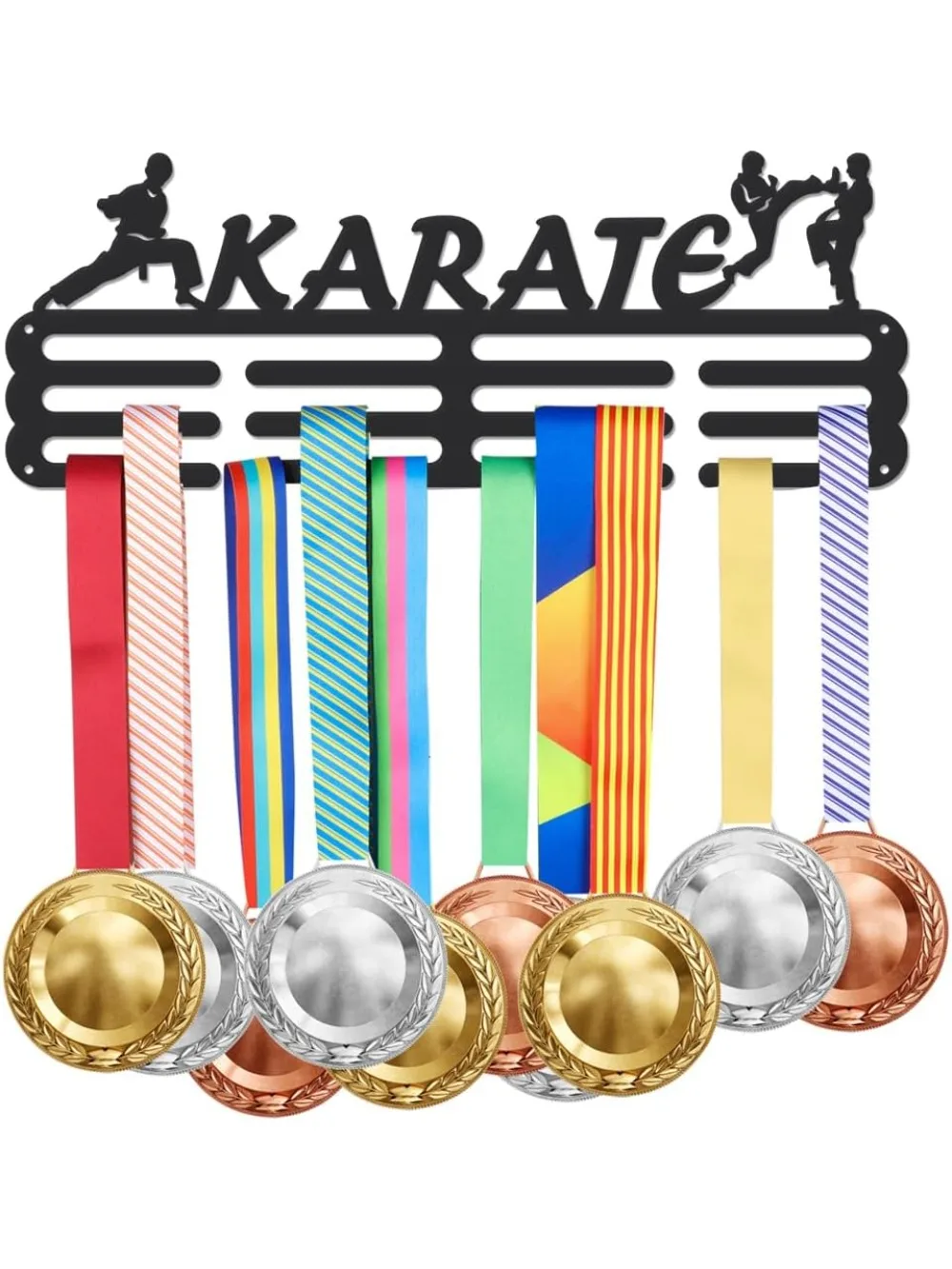 

Karate Medal Holder Display Running Trophy Hanger Rack Karate Enthusiasts Sports Metal Wall Mount Hanger for Over 60 Medals