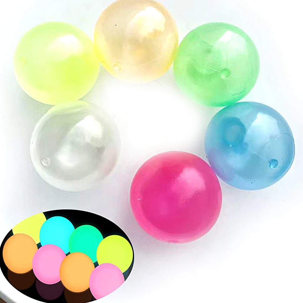 Luminous Pinch Ball Suction Top Sticky Ball Sticky Wall Decompression Vent Elastic Ball Air Sticky Target Ball Gift J120