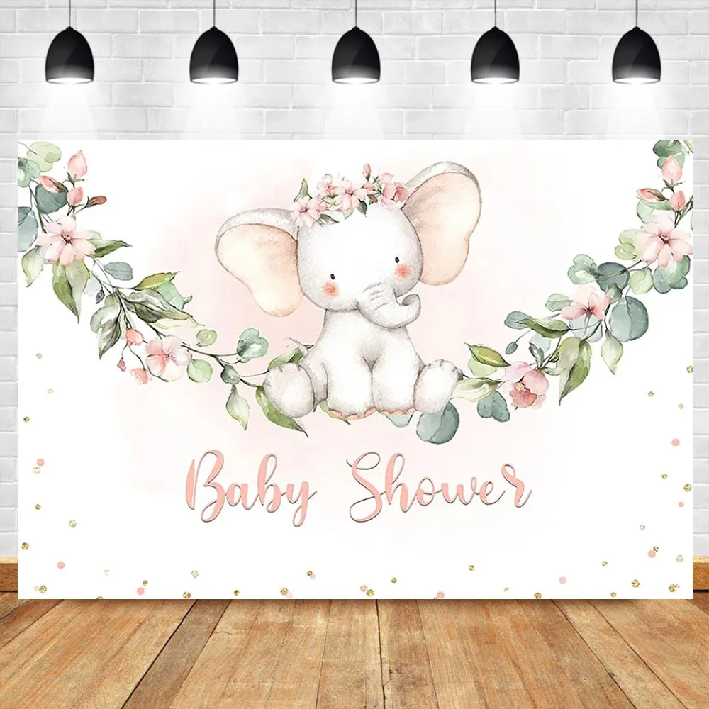 Cute Elephant Background Cloth Baby Shower Gender Revealing Party Decoration Newborn Portrait Photography Background Props