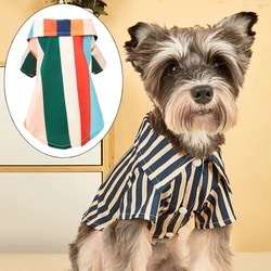 Cooling Summer Pet Clothes Vertical Stripe Dog Shirts for Small Dogs Cats Schnauzer Chihuahua Puppy Clothing ropa para perros